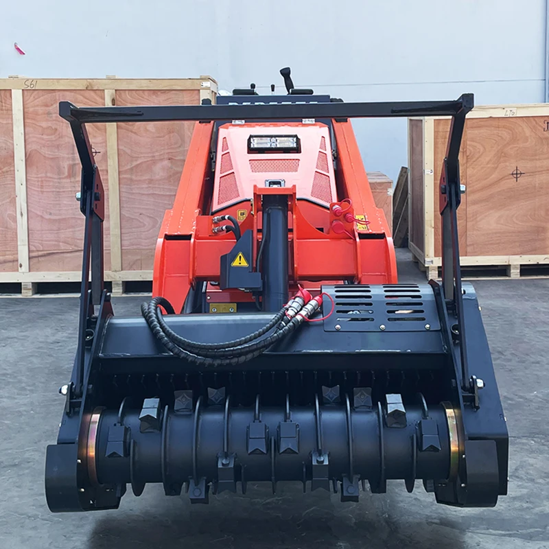 Heavy Duty Crawler Track Skid Steer Loader with Wood Chopper & Plate Compactor for Livestock Barn Construction Works