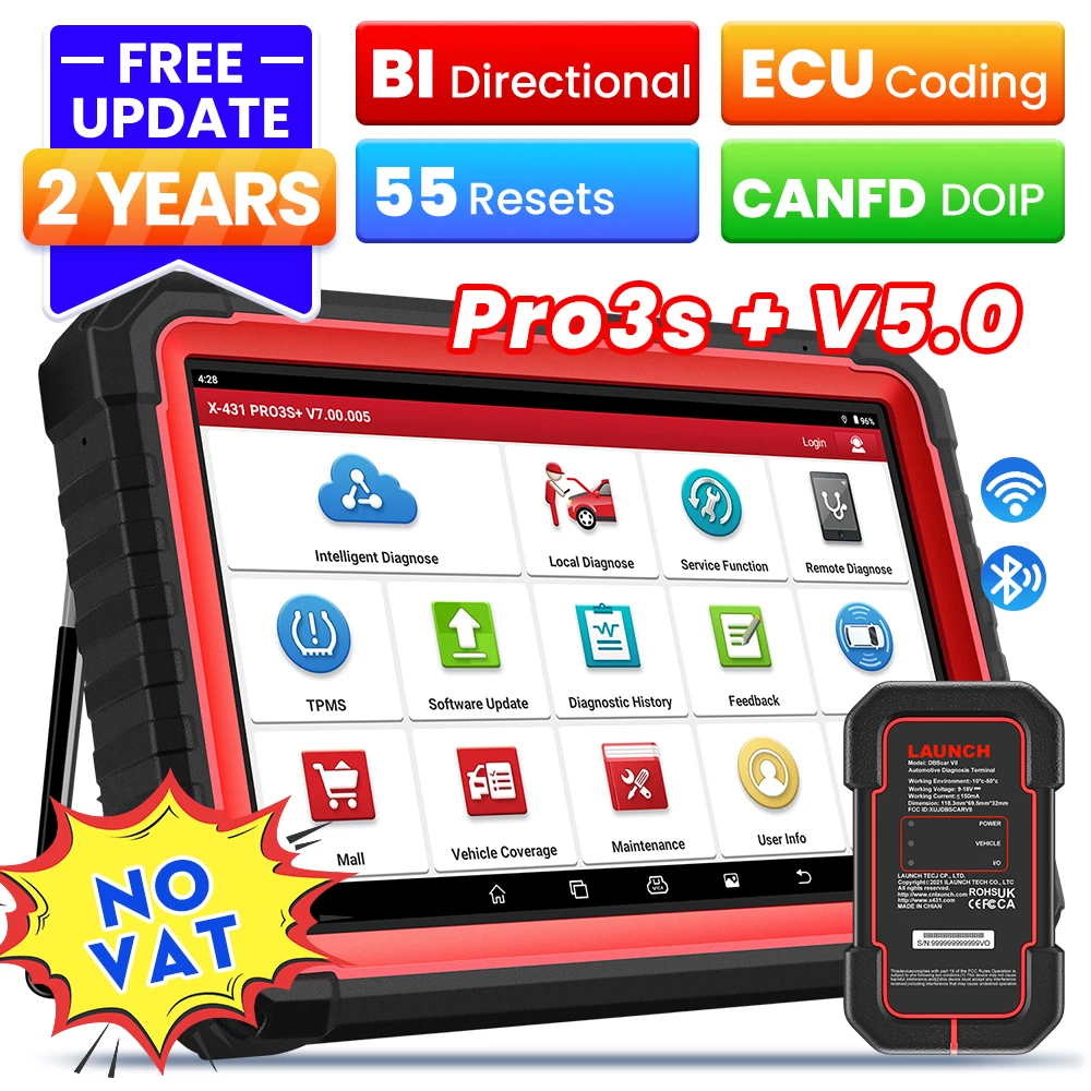 LAUNCH X431 PRO3S + V5.0 Kfz-Diagnosewerkzeuge Topologiekarte CANFD/DOIP/ FCA Auto OBD OBD2 Alle ECU-Systeme Codierung Aktiver Test