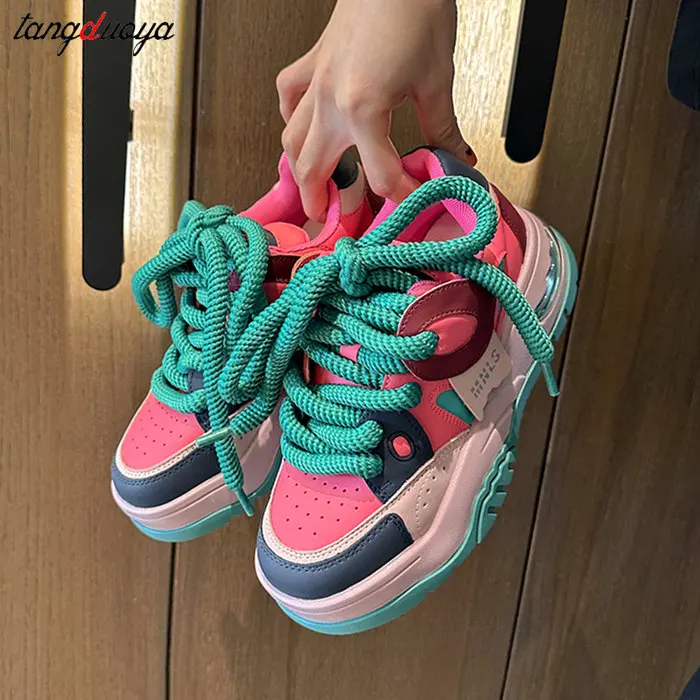 Macaron Color Matching Casual Flats Women's Sneakers Versatile Comfortable Breathable Slip-on Sports Shoes Women's Walking Shoes