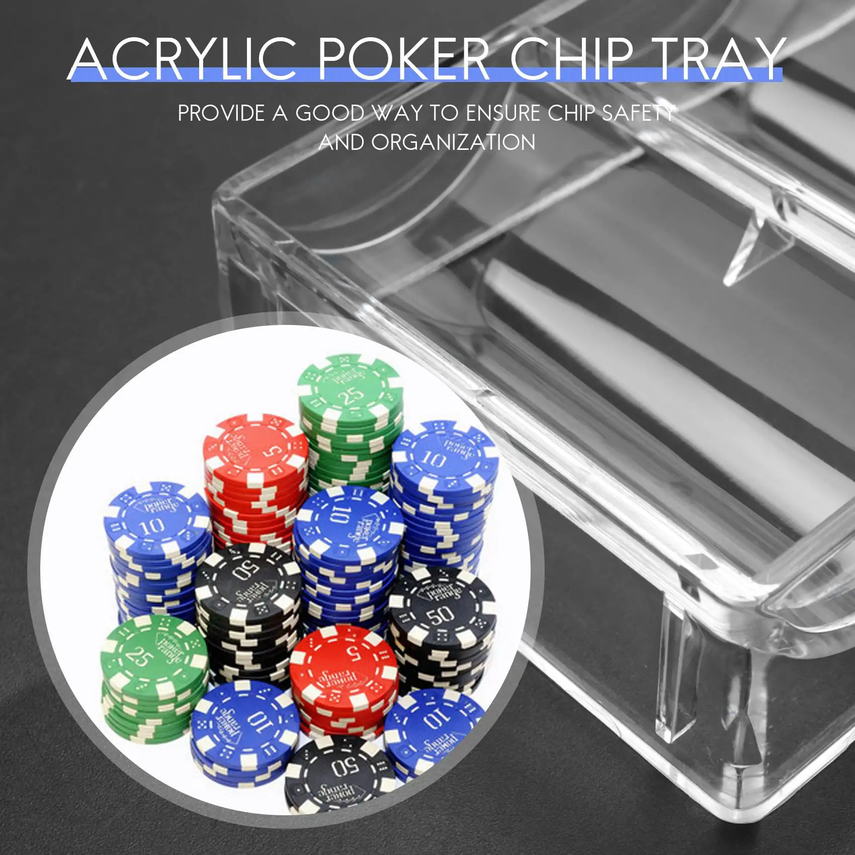 10pcs professional acrylic poker chips 100 chip trays (without cover)