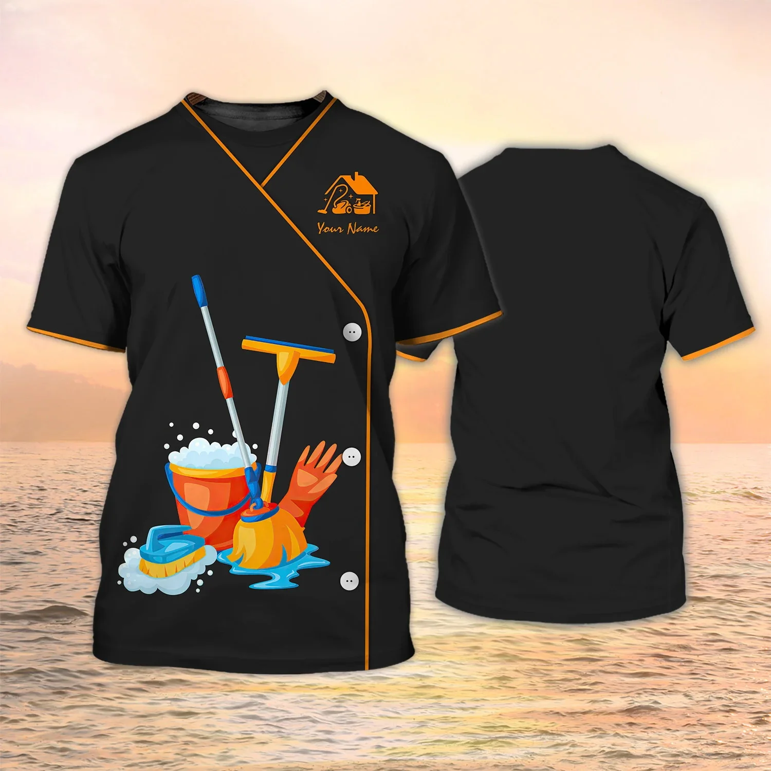 PLstar Cosmos Newest Summer Men‘s T-shirt Housekeeping Tools Custom 3D Printed t shirt Unisex Casual Tshirt Maid Uniform DW104