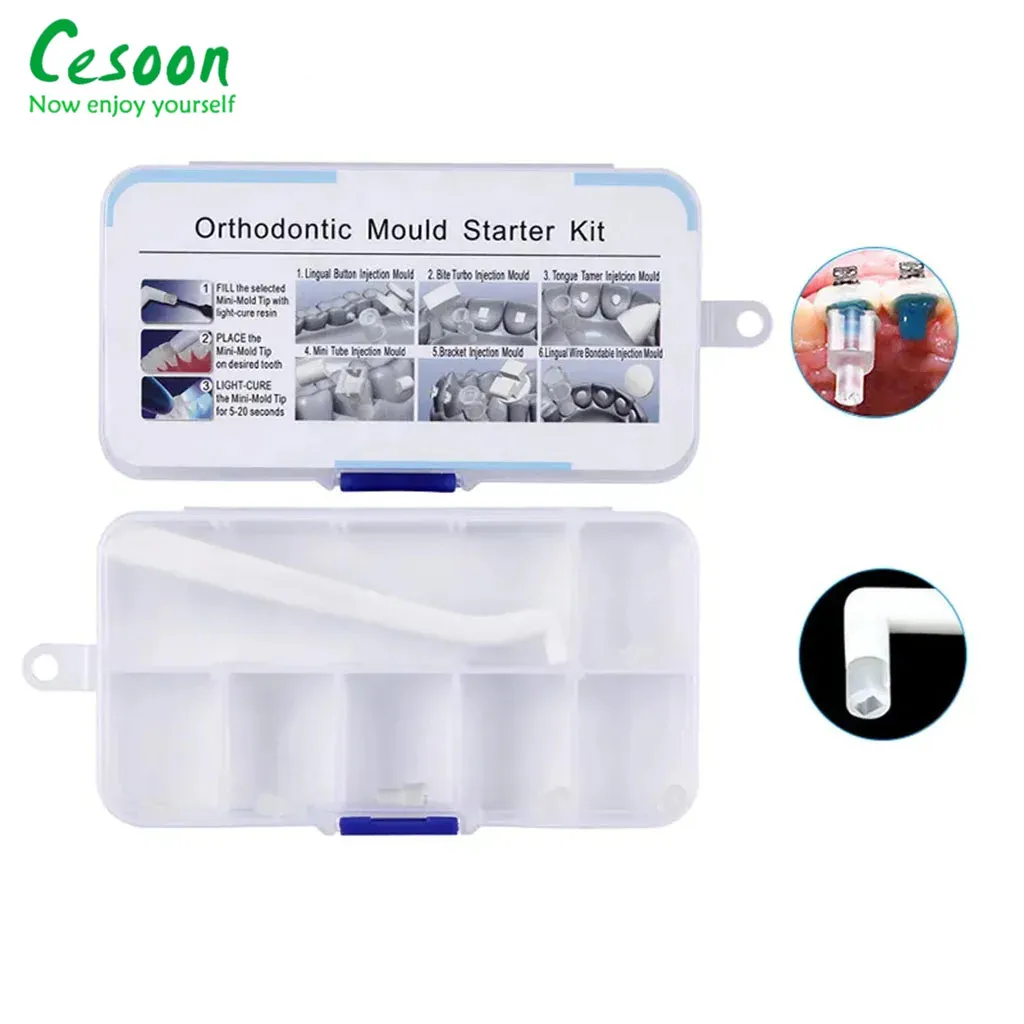 6Pcs/Set Dental Ortho Lingual Button Bite Turbo Mould Accessories Mini Mold Injection Bracket Starter Kit Orthodontics Forming