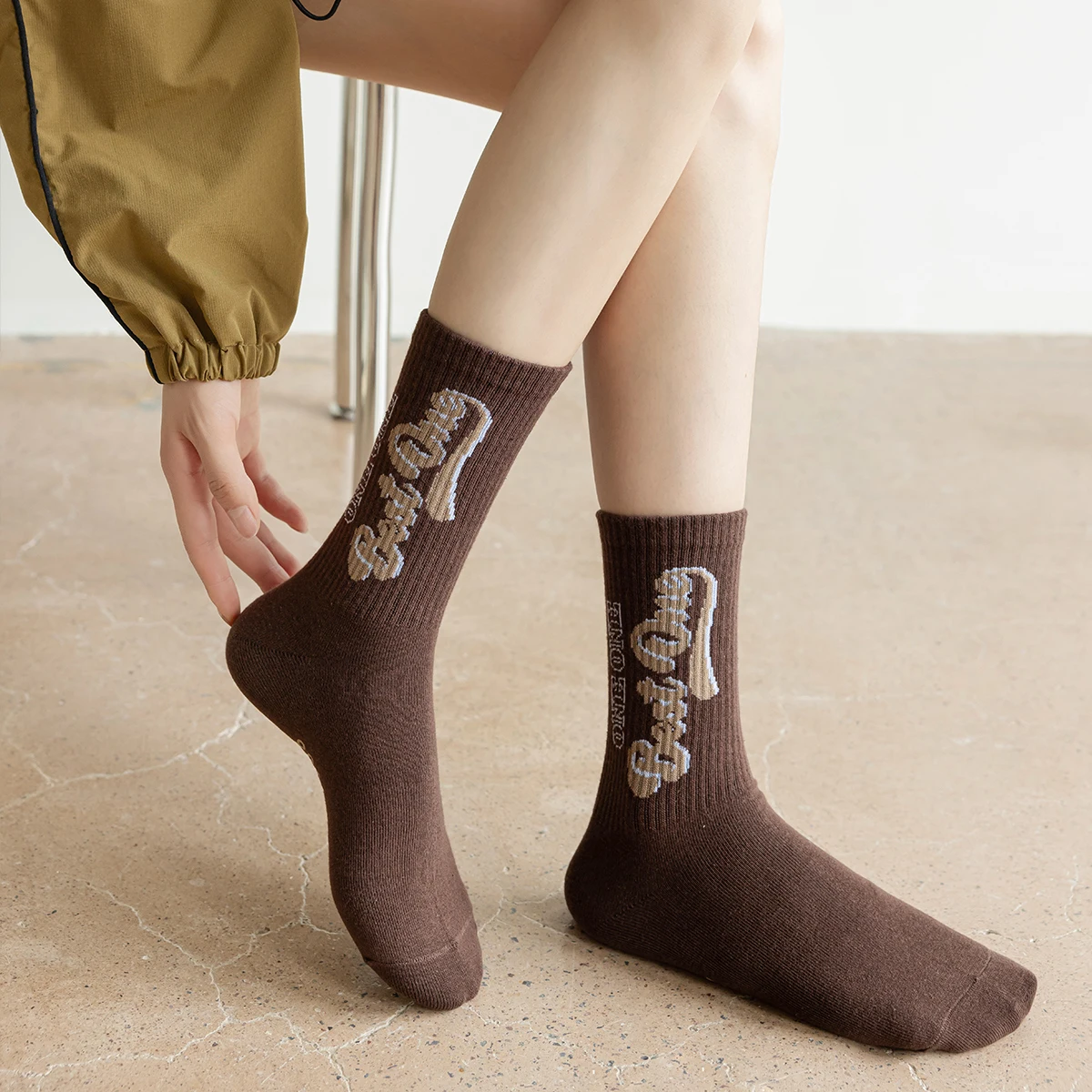 3 Pairs Letter Tube Party Outfits Soft Long Short BFF Ankle Socks Fitness Home Training Special Modern Korea High Quality Wear