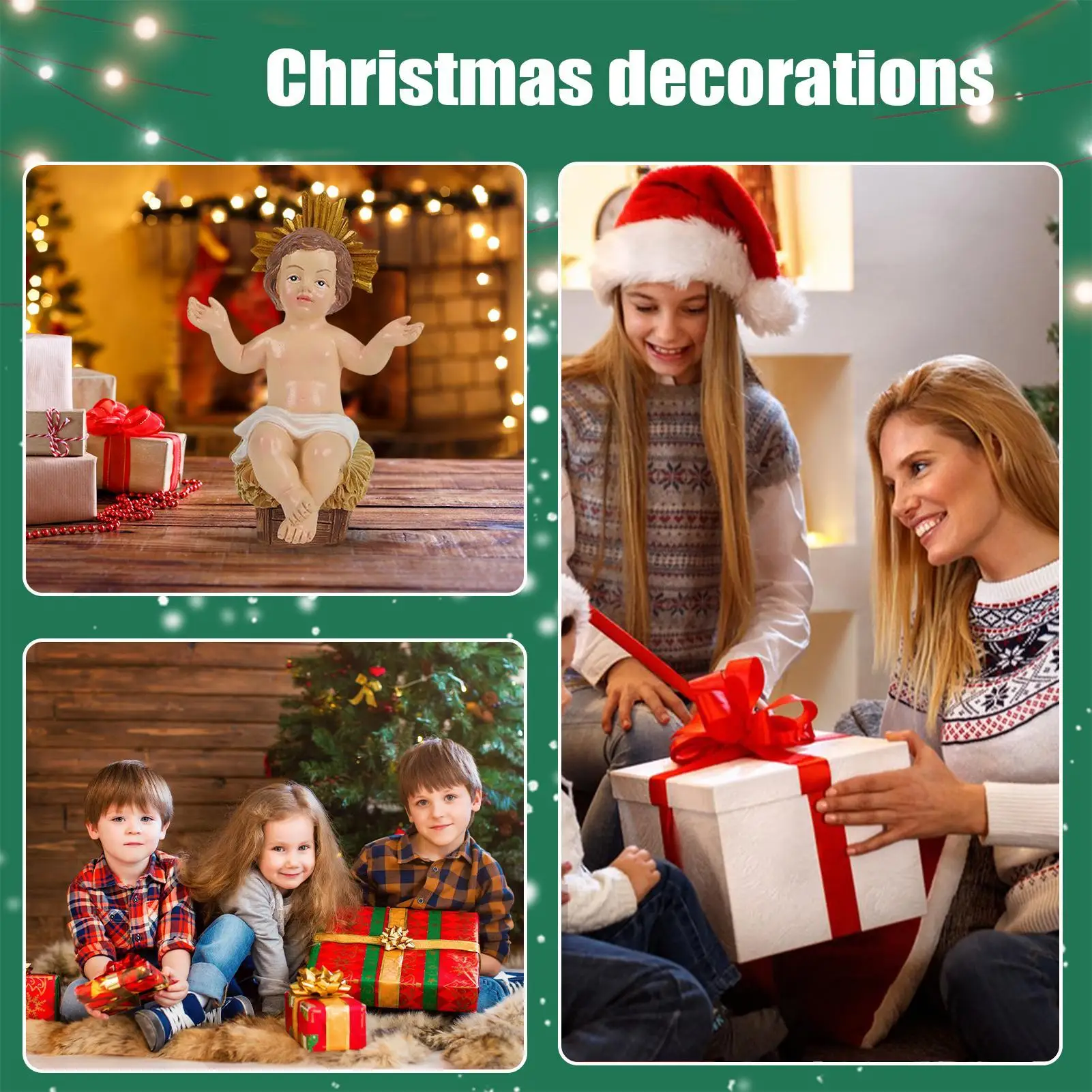 Estatua de pesebre de Jesús para bebé pequeño, adorno navideño cristiano, figuritas en miniatura, decoraciones para familias