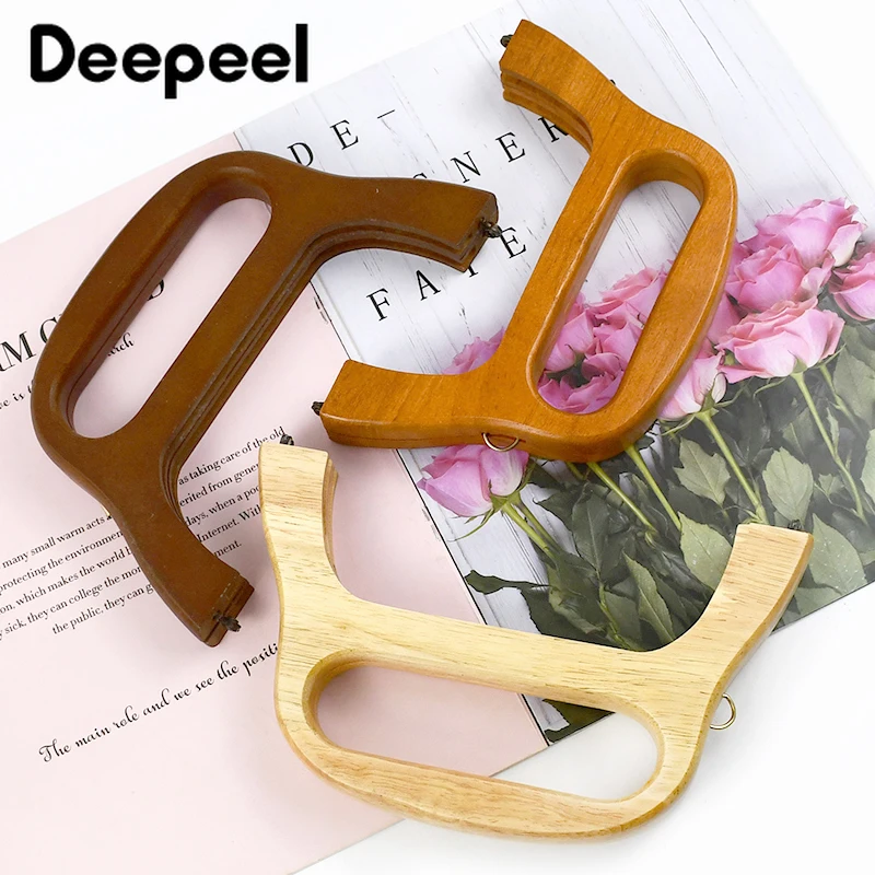 1/2Pcs 15.5/18.5/20cm Solid Wood Handle Making Bags Handmade Sewing Brackets Purse Frame Wooden Kiss Clasp DIY Bag Accessories