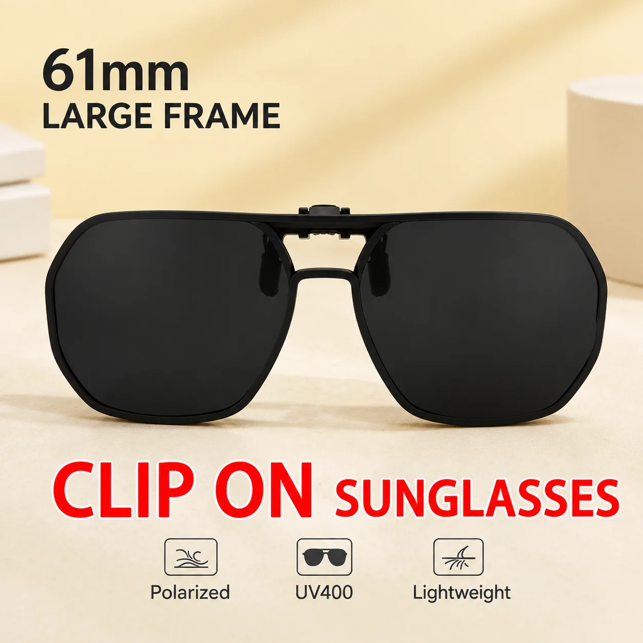 YOOSKE Sunglasses for Men Women UV400 Delicate Sun Glasses Polarized for Daily Beach Driving Fishing Flip Up Clip On Travel