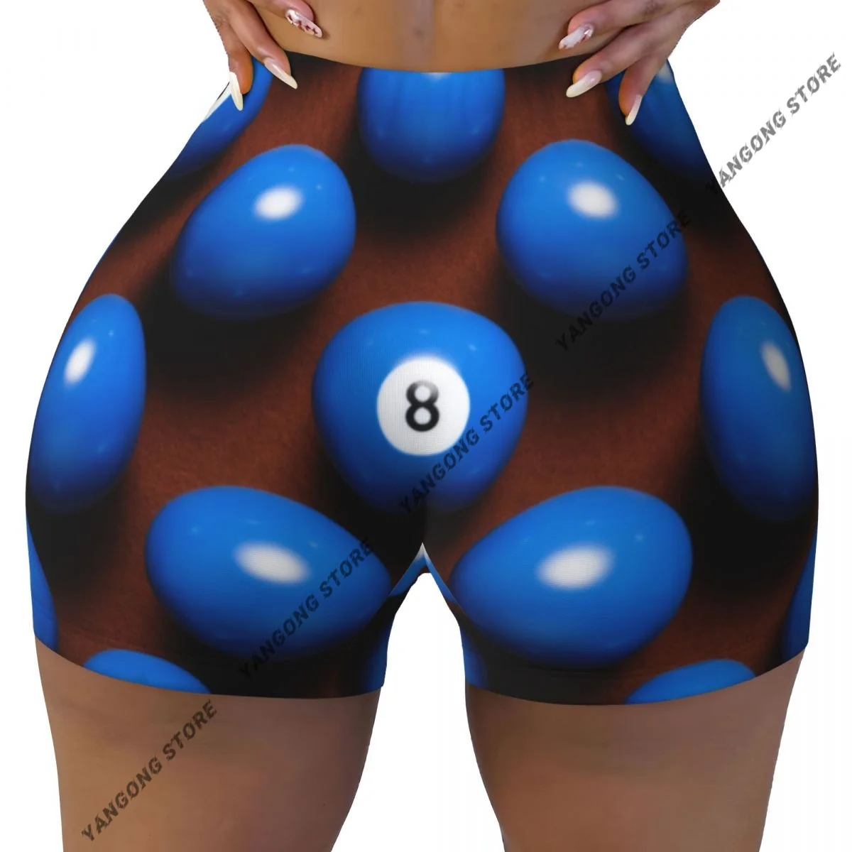 

Шорты для йоги из спандекса для женщин с символом бильярдной восьмерки, для тренировок, подчеркивающие фигуру