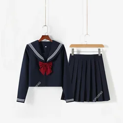 Japanisches Schuluniform-Set im College-Stil, Basic-Cartoon, Jugendmädchen, Marineblau, Matrosenuniform, schwarzes Set, Marineblaue Uniform, Damenbekleidung