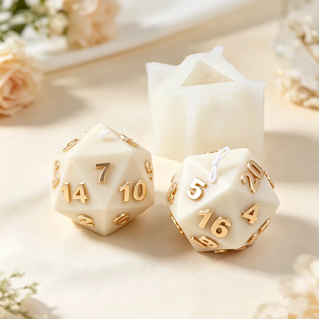 3D Polyhedral Dice Silicone Candle Mold DND Multi‑sided Digital Dice Shape Resin Soap Mould Multi‑faceted Number Game‑themed Dec