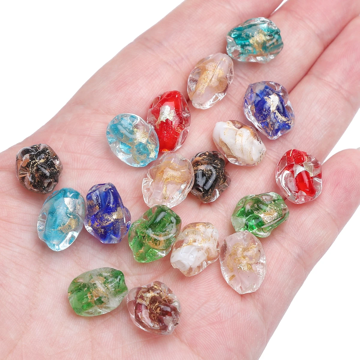 1pc 10x14mm Retro Faceted Multicolor Lampwork Beads For Jewelry Making Irregular Shape Loose Bead Handmade DIY Bracelet Findings