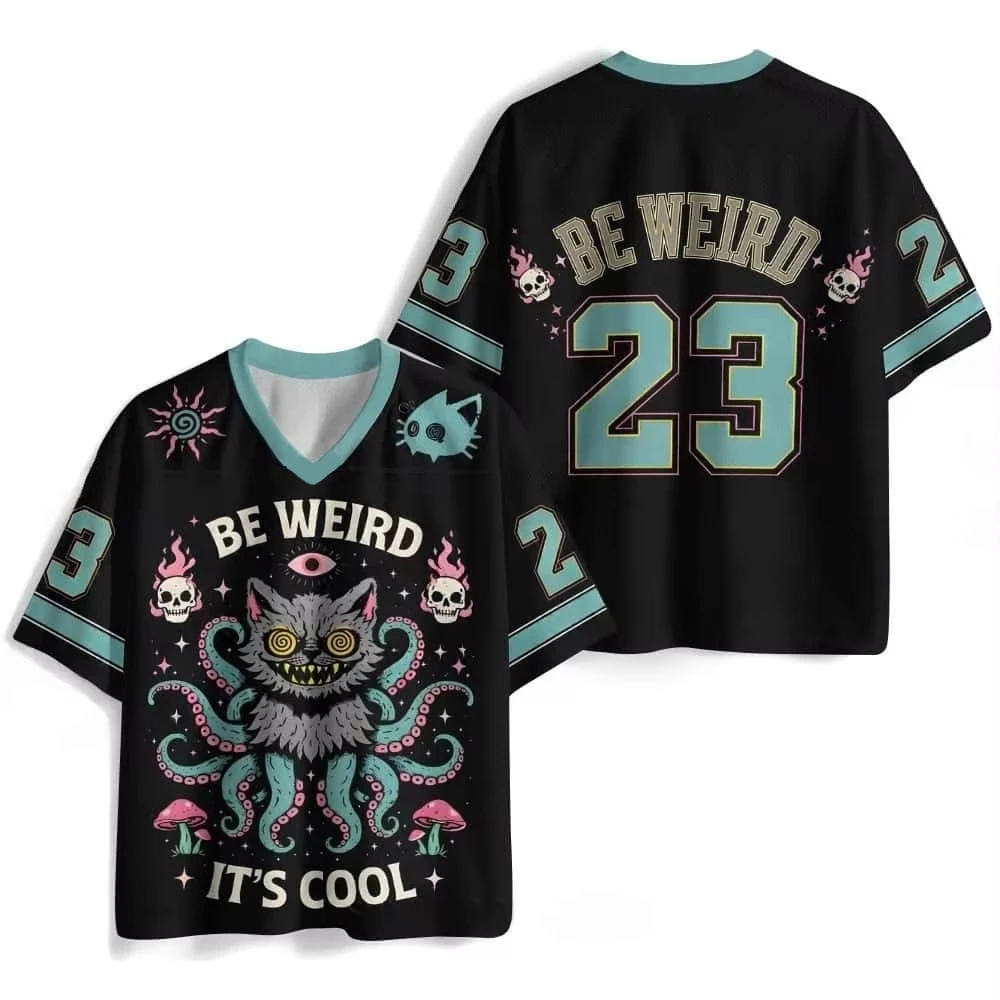 Street commuting versatile short sleeved retro hunting octopus cat dark breathable children's adult men and women sports top