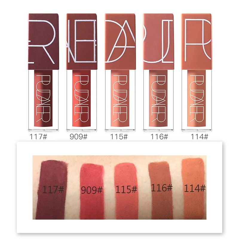 5 Colors Matt Velvet Liquid Lipstick Lipgloss Waterproof Long-Lasting Lip Glaze Lip Makeup Tool Cosmetic Помада Для Губ Rossetto