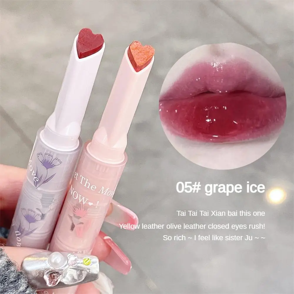 Helder Water Licht Effen Lipgloss Jelly Roze Liptint Spiegel Glas Lip Glazuur Hartvormig Hydraterende Lippenstift Potlood Make-Up