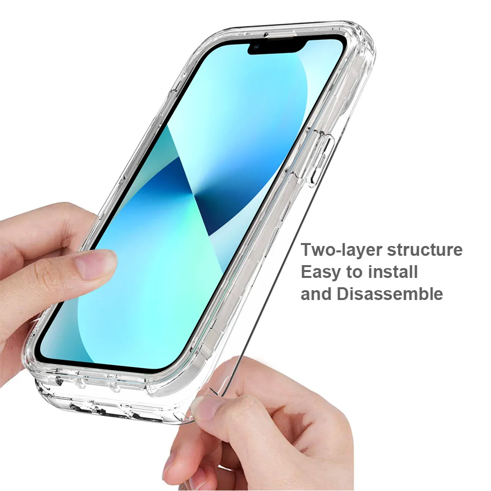 

Rugged Armor Shockproof Phone Case For iPhone SE Hard Plastic Frame Transparent TPU Back Protection Cover