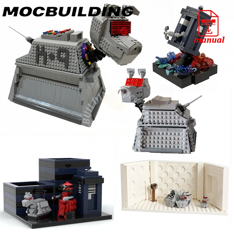 Console Room Desk Organiser Diorama Time Machine Robot Dog MOC Building Blocks K-9 Model Construction Doctors Toys for Boy Girl