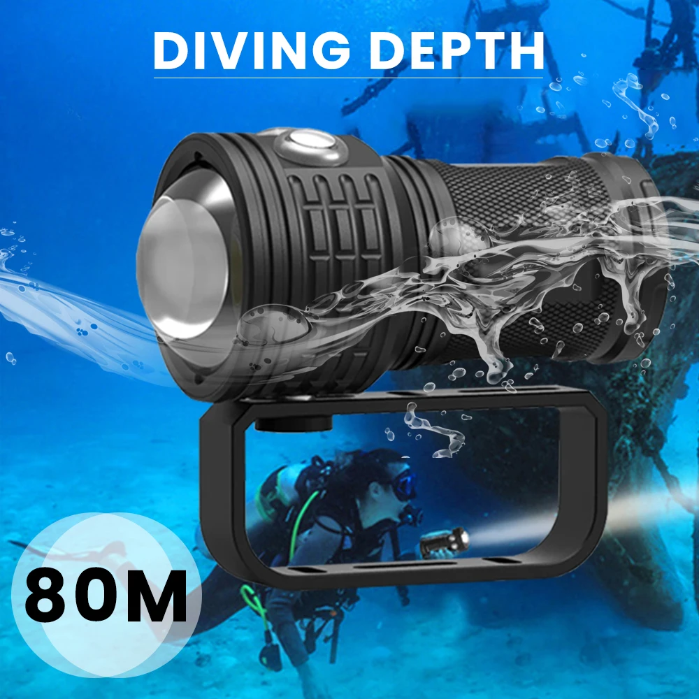 Asafee DRC01 Professional Underwater photography Light 10000LM 50W  COB Lamp Beads Flashlight IPX8 Waterproof Diving Fill