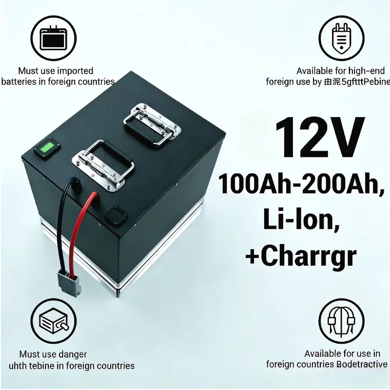 12V 100Ah-200Ah Li-ion Battery Pack | Rechargeable | BMS Protection | For Solar Panels, 1KW/2KW Inverters, Camping, RV, Marine,