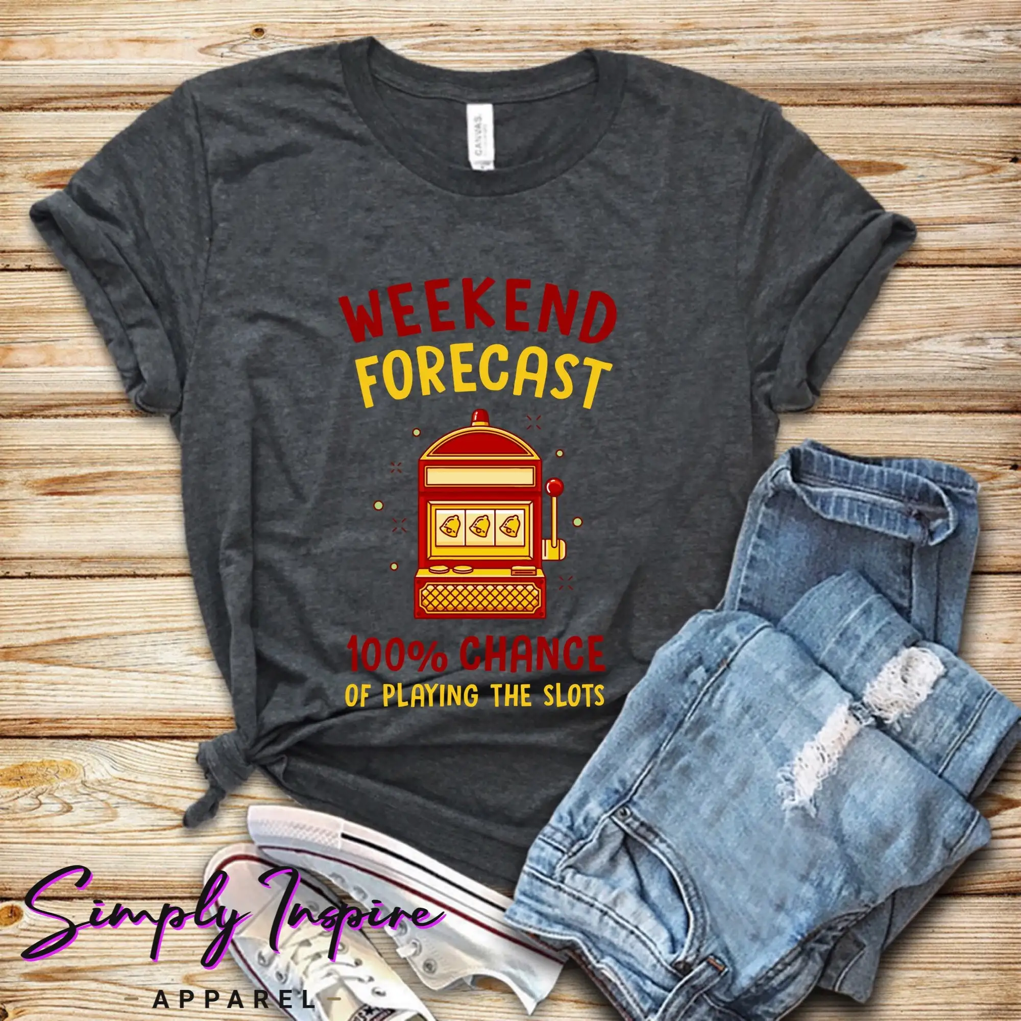 Gambling T Shirt Slot Machine Today'S Forecast 100 Chance Of Playing The Slots Funny Casino