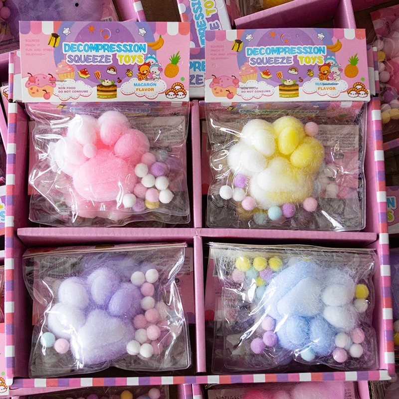 고양이 털 스트레스 해소 솜털 피젯 장난감, 미니 귀여운 봉제 고양이 발, 실리콘 소형 강아지 장난감, 랜덤 스타일 1 PC TPR