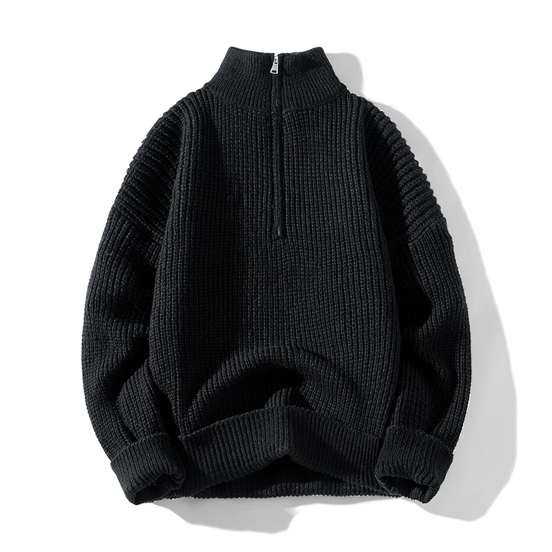 Half-Zip Sweater Men's Autumn Winter Pullovers Men Minimalist Loose-Fit Mens Knit Sweater Fashion Casual Social Men Sweaters