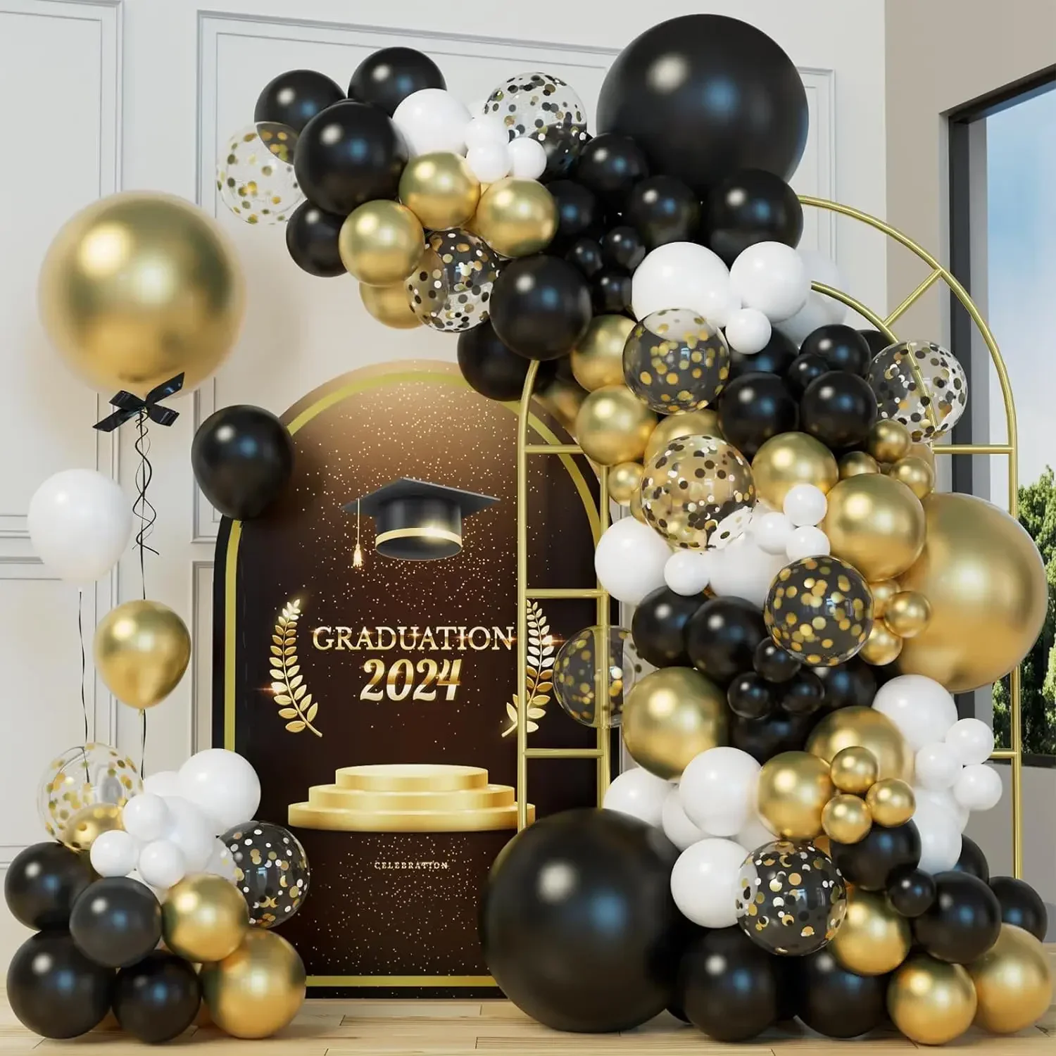 82 Stück Gold-Schwarze Zahlenfolienballons 30. 40. Geburtstag Partydekorationen für Erwachsene Frauen Jubiläum Hochzeit Ballon-Zubehör