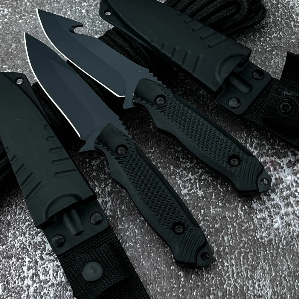 

Легкие прямые ножи для выживания на природе с ножнами K-типа, черной рукояткой из АБС-пластика, многофункциональное снаряжение для охоты и активного отдыха