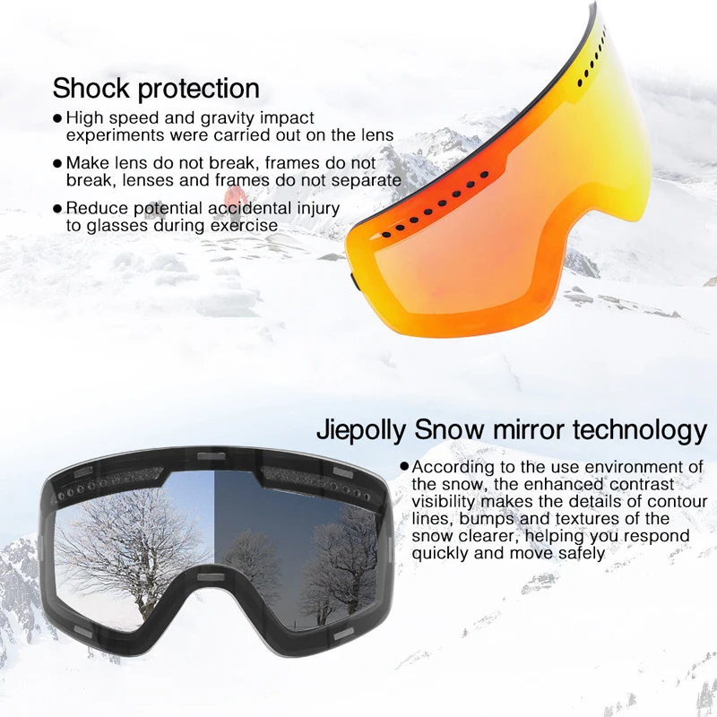 Magnetic Ski Goggles Winter Snow Sports Snowboard Goggles Anti-fog UV Protection Snowmobile Spherical Riding Skiing Eyewear Mask