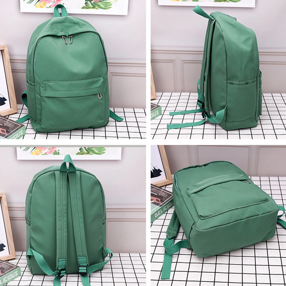 Simple Student Backpacks Personalized Name Spring and Summer Large Capacity Outdoor Girls' Backpacks Solid Color Nylon Backpacks