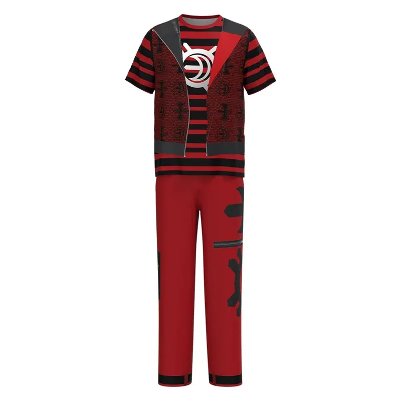 2025-aaa-kids-adult-victor-cosplay-costume-red-striped-top-pants-shorts-set-zombies-school-halloween-carnival-party-outfit