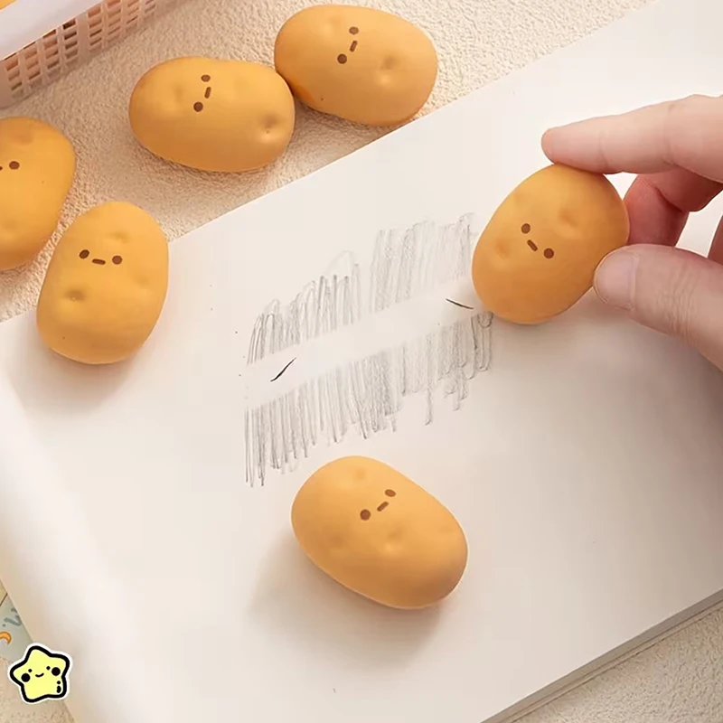 ~New Creative Simulation Food Eraser Potato-shaped Model Children's Homework Pencil Correction Eraser Unique Funny Eraser