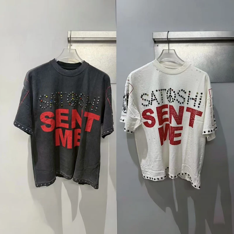 Satoshi Nakamoto Short Sleeve Washed Studded Men's T-Shirt