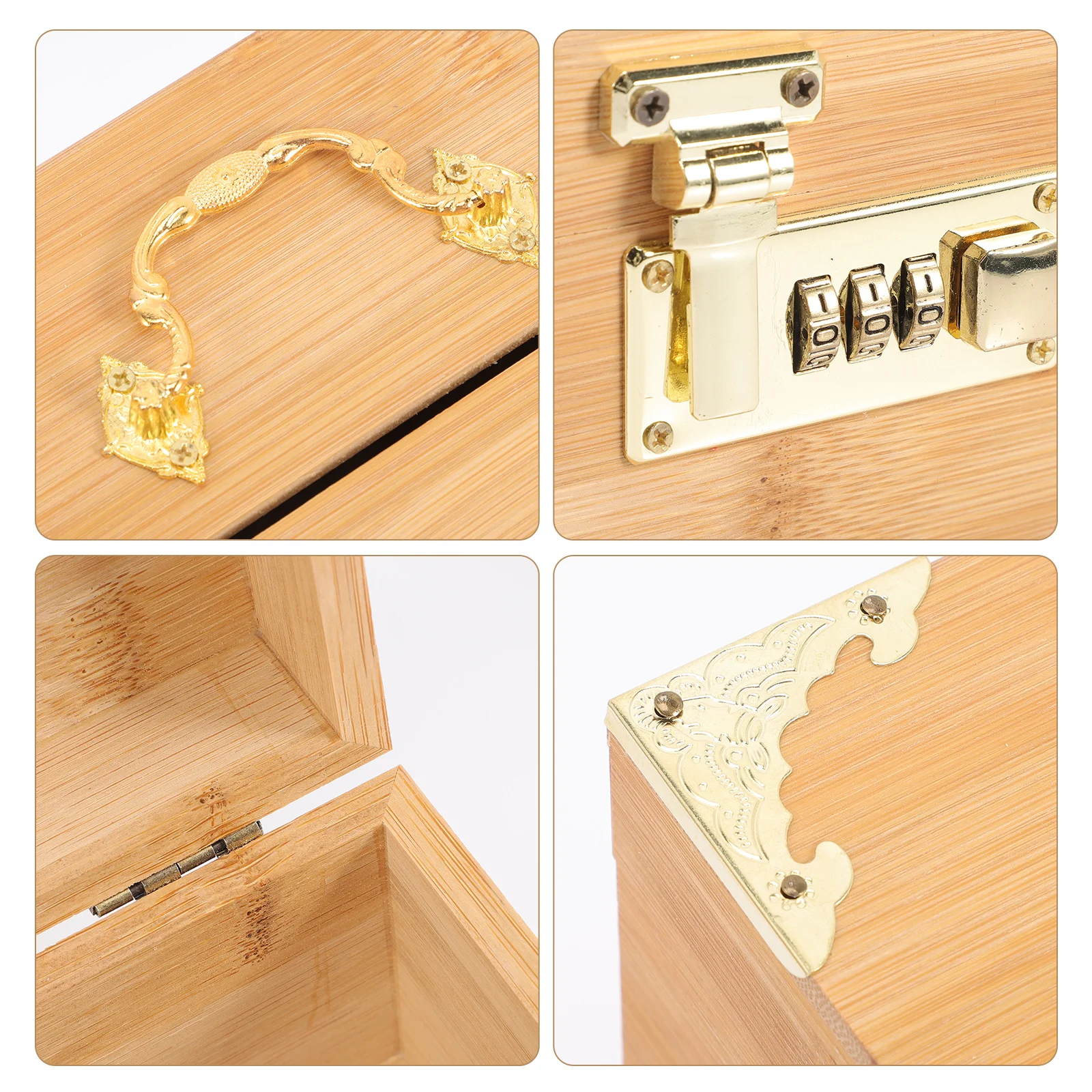 

Vintage Bamboo Jewelry Storage Box Pirate Treasure Chest Case Password Lock Trinket Organizer Container Retro Coin Bank