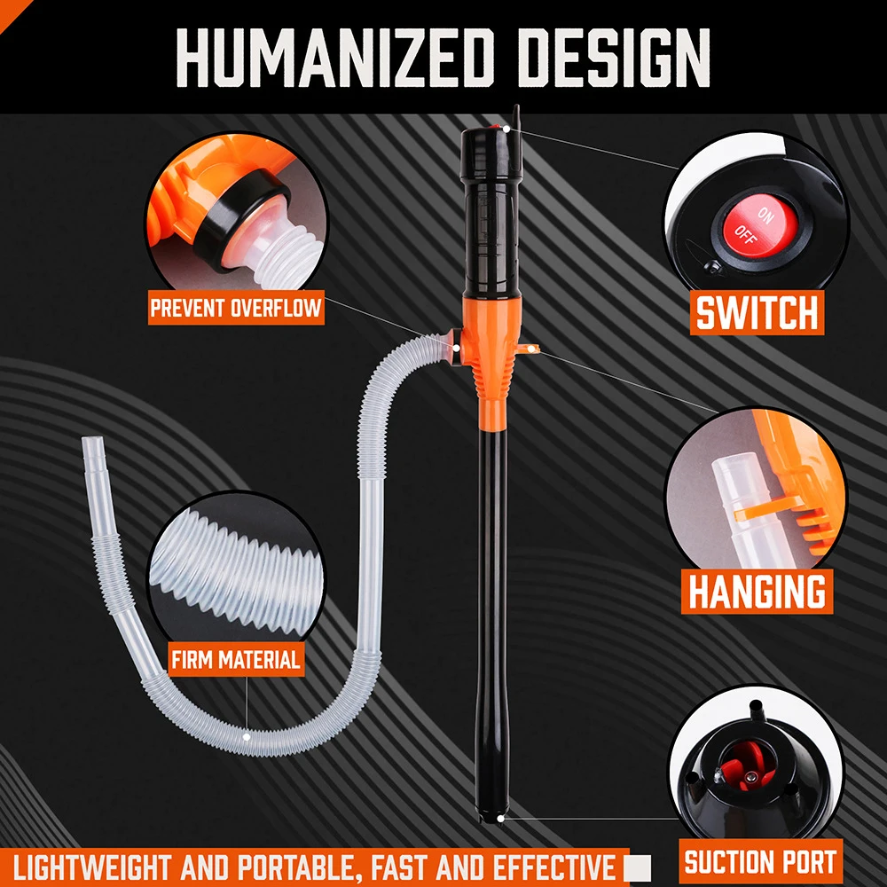 Electric Oil Pump Car Fuel Tank Oil Extractor Compact Electric Oil Extraction Hose Emergency Auto Repair Oil Pump Oil Suction