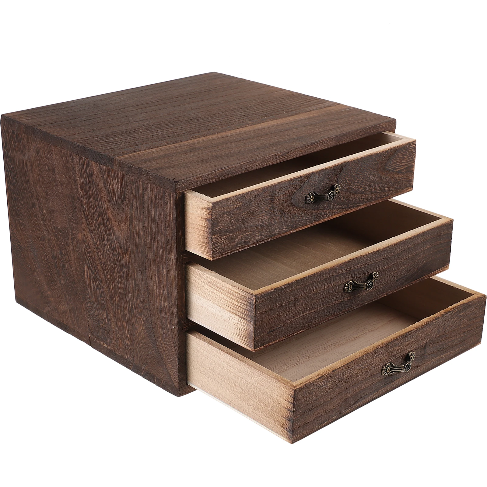 

1pc Solid Wood Drawer 24x23x17 Retro Desktop Storage Box Jewelry Organizer Desk Accessories Small Size Wooden Case Tea Canister