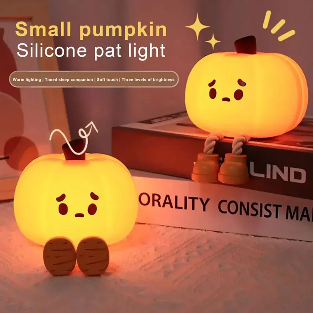 

Touch Sensor Silicone LED Lamp Cute Pumpkin USB Rechargeable Nightlight Dimmable Mood Light for Bedroom Decor Birthday Gift