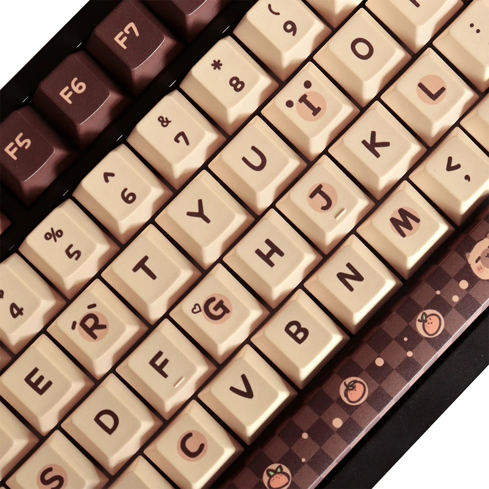 Capybara Cherry Keycaps PBT 129 Keys Five Side Dye-Sub Keycaps for Mx Switch GH60/GK61/GK64/84/87/96/104/108 Mechanical Keyboard