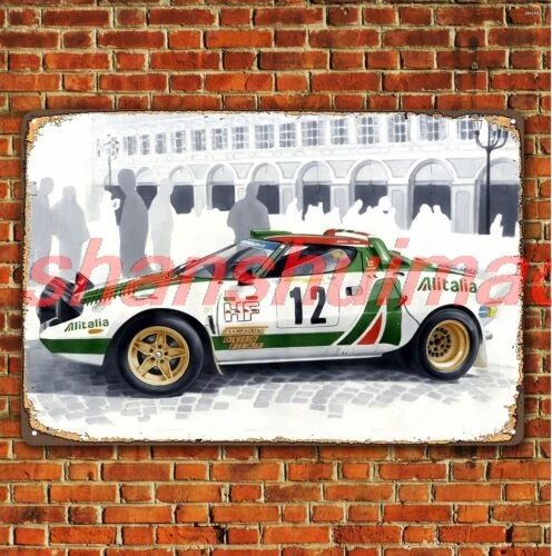 Lancia Stratos Rally Car Metal Poster - Garage Tin Sign (Size 20x30cm, 8x12in) sign