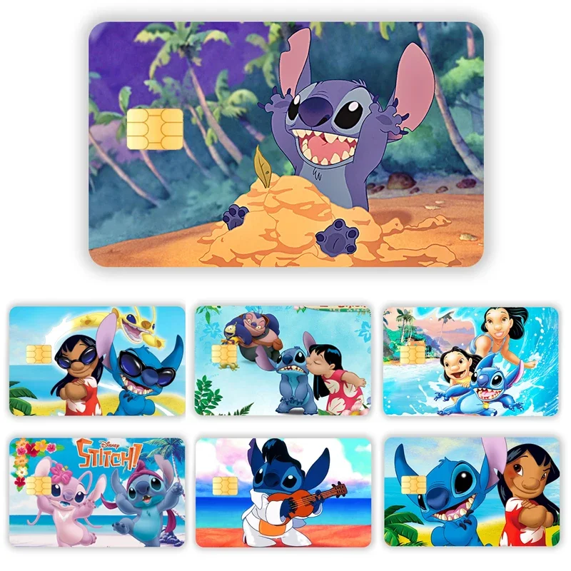 Stitch Disney Credit Card Debit Card Stickers DIY Anime Waterproof Melody Poker Stickers Film Tape Skins Small Stacks