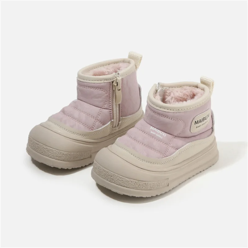 

Winter Baby Snow Boots Leather Warm Plush Shoes for Toddler Kids Fashion Little Girls Boys Boots Cotton EU 16-25