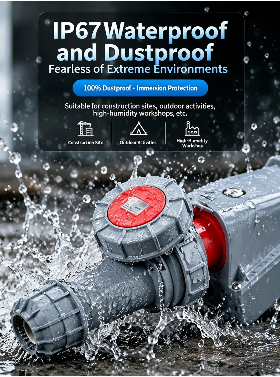 125A IP67 Waterproof Plug Socket – 3P/4P/5P 220V/380V/415V CEE Industrial Connector, Heavy Duty Shell, for Workshop Mining Plant T&I Online Store