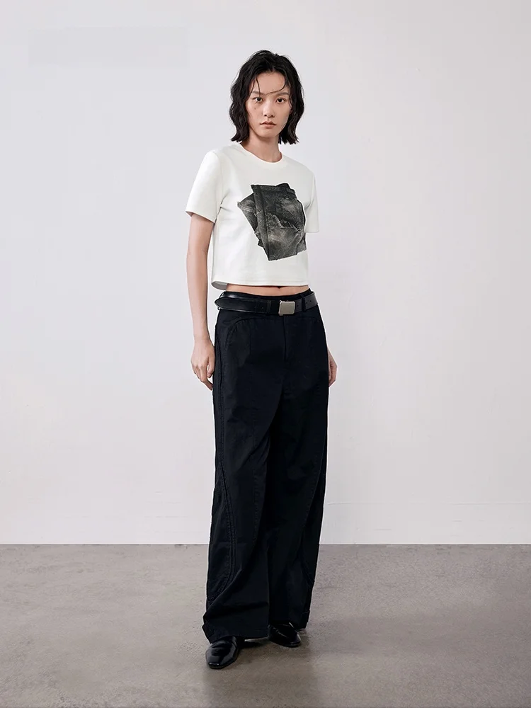 

XMOOM2025 осенние новые свободные повседневные брюки из чистого хлопка, регулируемые широкие брюки с воздушным шаром на щиколотке для женщин, повседневная одежда