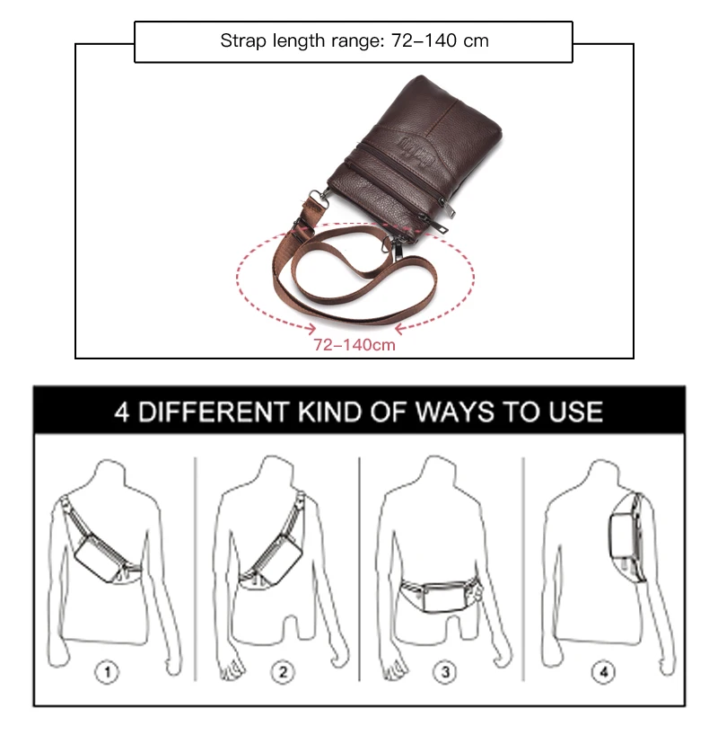 Echte Leder-Herren-Umhängetasche Hochwertige Business-Messenger-Tasche Mini-Hüfttasche mit Großer Kapazität – Detail 3