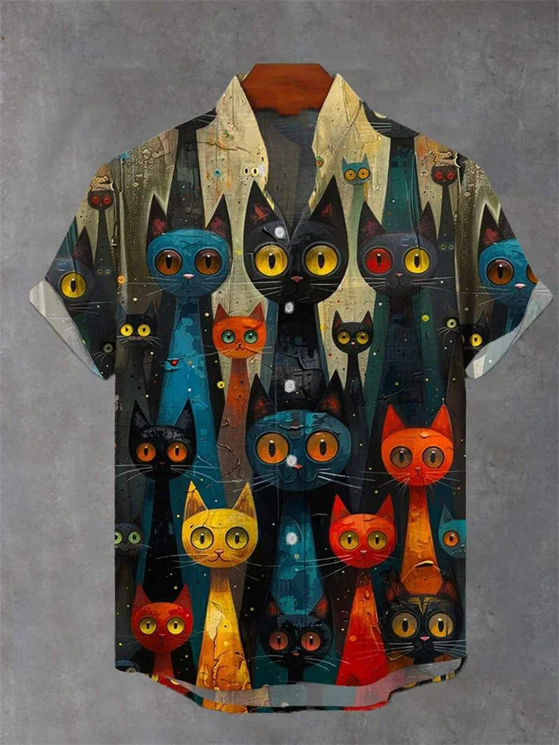 2025 하와이 열정적인 삼바 프린트 남성 비치 버클 여름 통기성 반팔 셔츠 패션 칼라