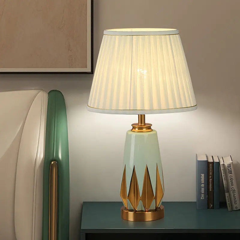 

American Retro Ceramic Table Lamps Bedroom Bedside Living Dining Room Study Hotel European Style High-end Decoration Desk Lights