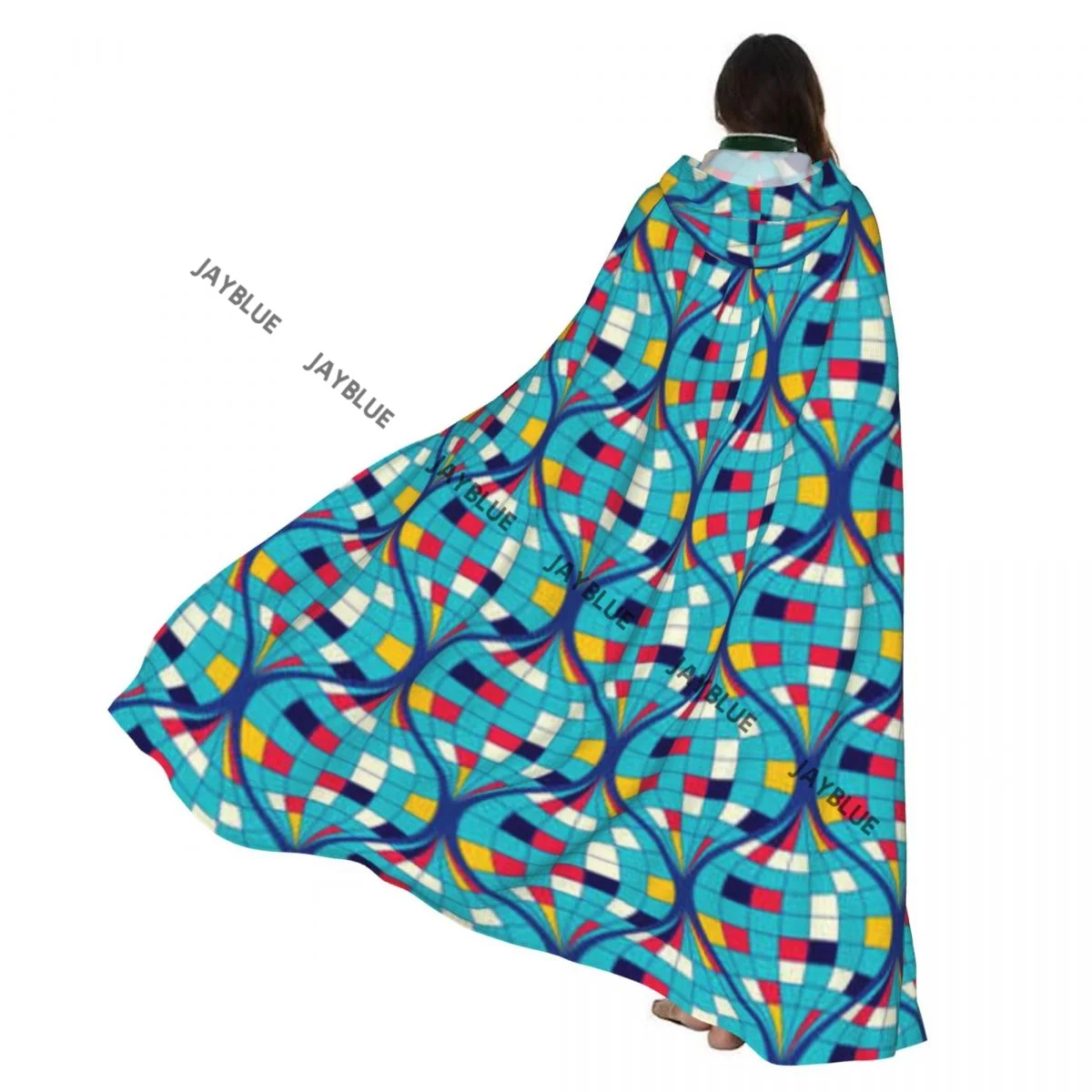 

Двусторонний плащ унисекс с капюшоном для взрослых вампиров, абстрактный геометрический плащ с волнистыми линиями и полосками