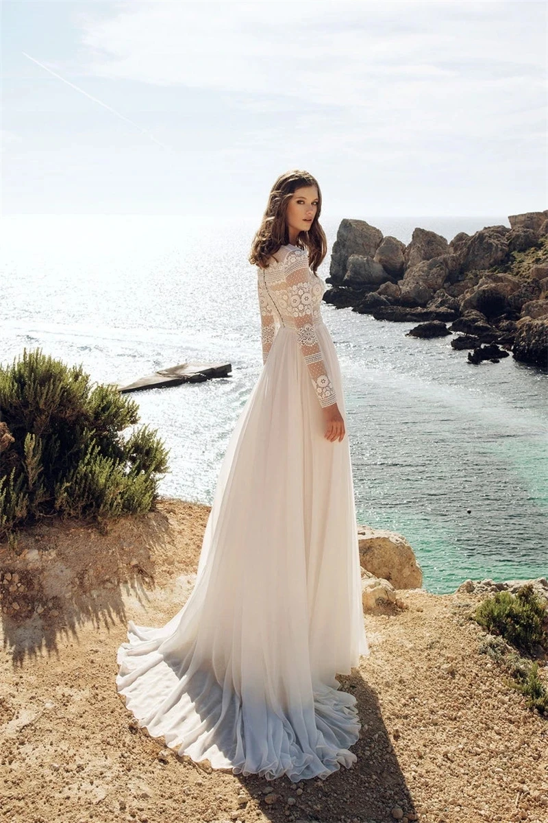 BOHO Vintage Wedding Dresses For Women 2024 A-Line High Neck Bridal Gowns Full Sleeves Robes For Brides 2023 Vestidos De Novia