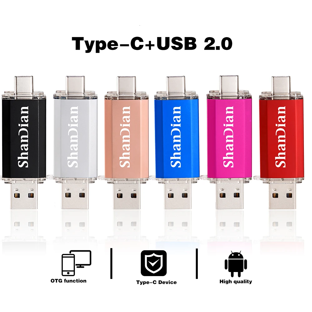 Pen drive Type C OTG USB Flash Drive 128GB 64GB 32GB 16GB 8GB 4GB USB Memory Stick 2.0 Pendrive High Speed for Type-C Device