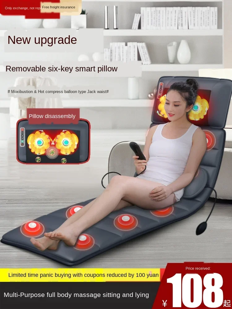 Home Massage Cushion Wormwood Hot Compress Electric Kneading Pillow Neck Pad Heated Back Massager Portable Therapy Cushion