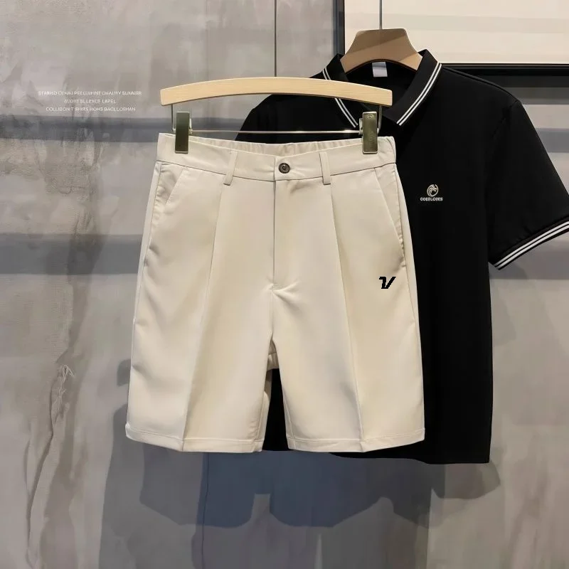 Summer New Men's Golf Shorts Five-point Pants Men's Casual Loose Golf Wear Straight Thin Fashionable Non-ironing Pants for Men