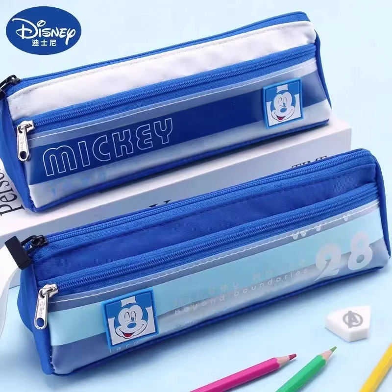 Disney's New Mickey Pen Bag Cartoon High Appearance Storage Box Double Layer Large Capacity Storage Box Gift